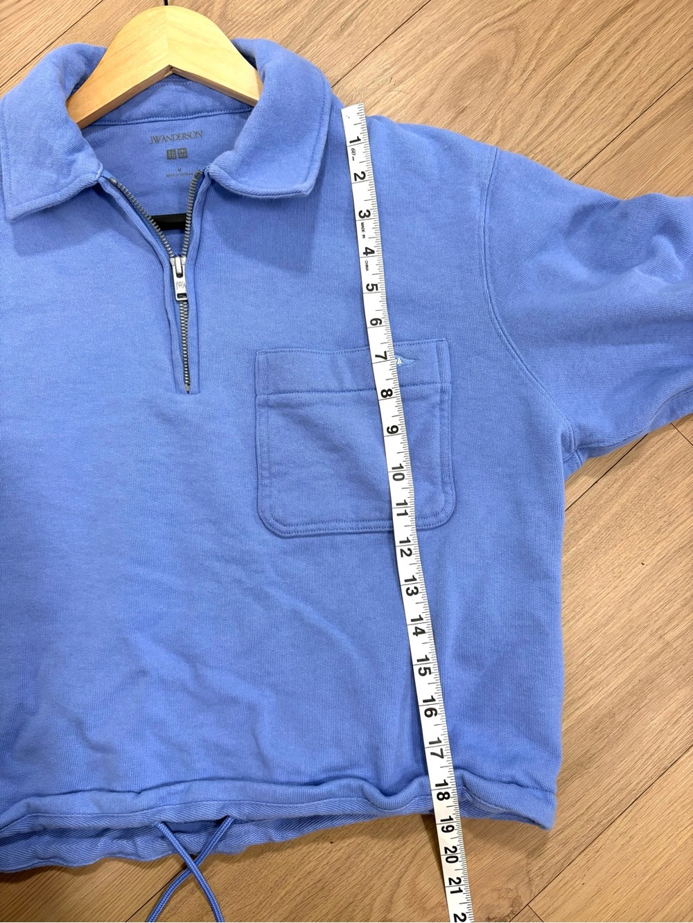 JW Anderson x Uniqlo Blue Half Zip Cropped Sweatshirt Women’s Medium - Picture 9 of 9